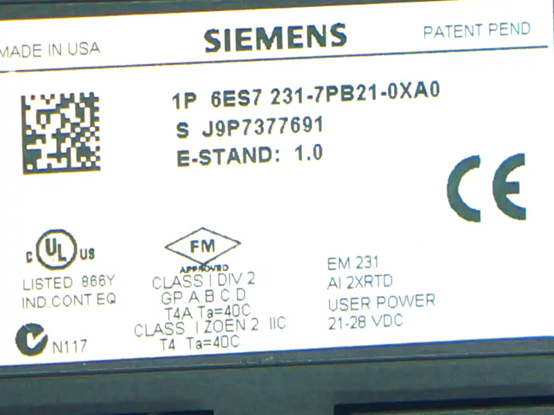 Siemens 6ES7 231-7PB21-0XA0 PLC